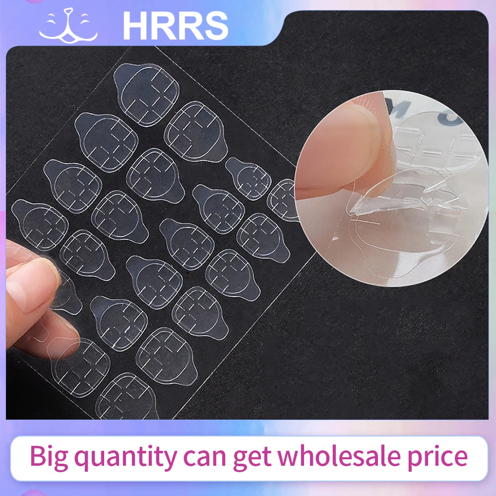 10 folhas dupla face fita adesiva para arte em unhas falsas cola gelatinosa transparente abas à prova d'água para unhas