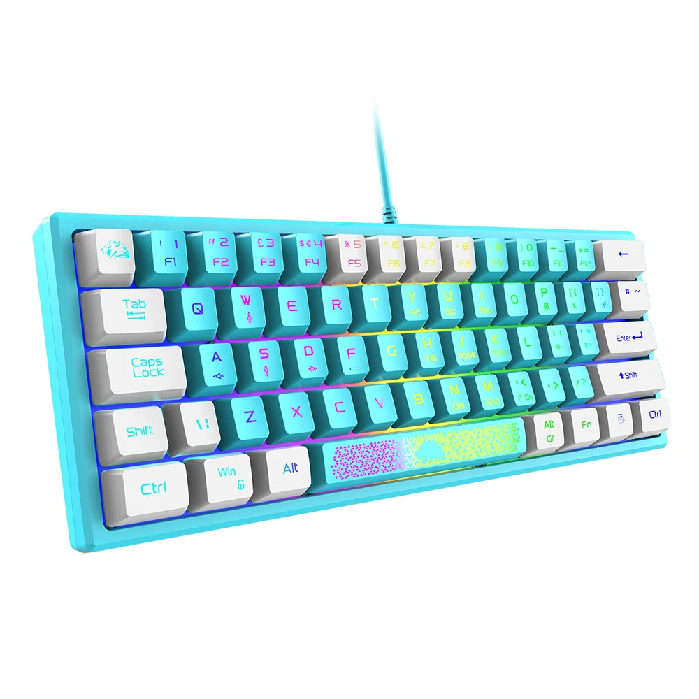 61 Keys Mini USB Wired Membrane Keyboard, Two-tone Keycaps, 19-Key Rollover, Portable Compact Keyboard for Laptop PC Gaming Offi