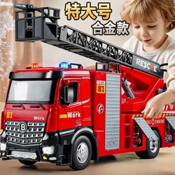 Grande tamanho Alloy Diecast Excavator Toy para crianças, modelo de veículo de engenharia, caminhão de bombeiros, simulação som e brinquedos leves