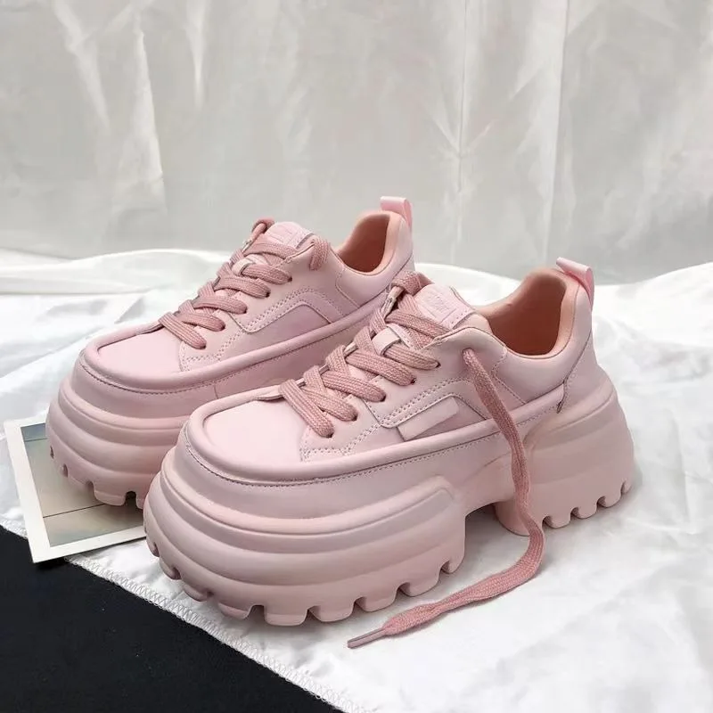 Schattige Roze Platform Sportschoenen Vrouw 2023 Dikke Zool Meisjes Sportschoenen Kawaii Fashion Casual Papa Schoenen Damesschoenen