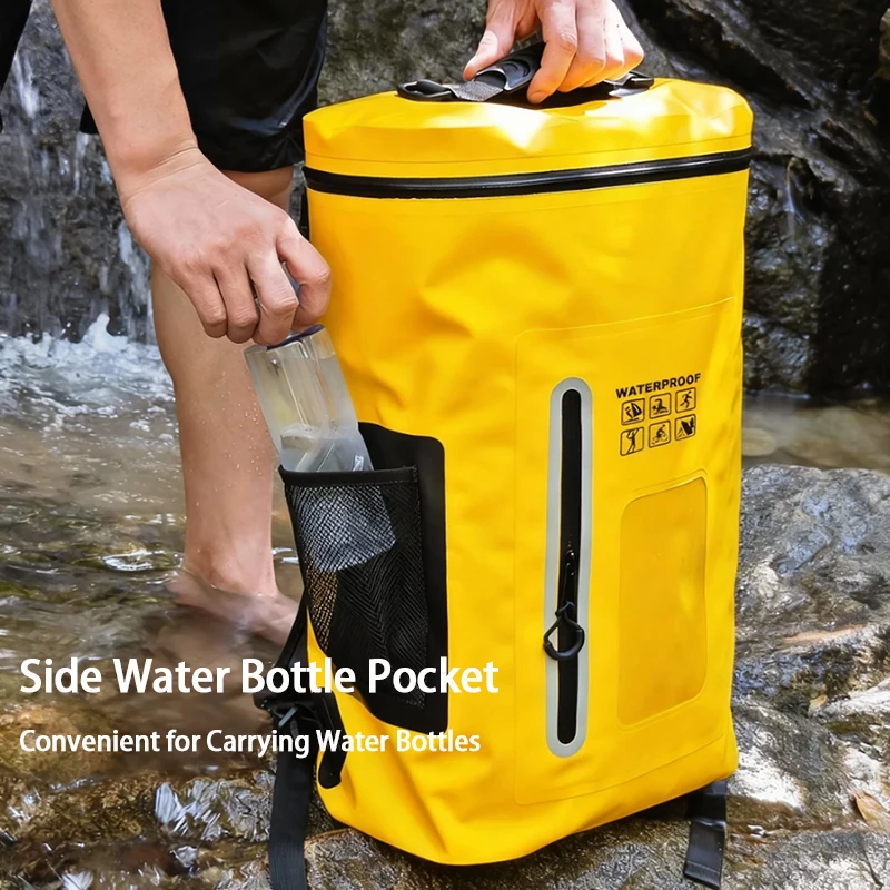 

Large Capacity Waterproof Backpack with Transparent Window - Dry Wet Separation PVC Outdoor Sports Bag for Hiking Camping Diving