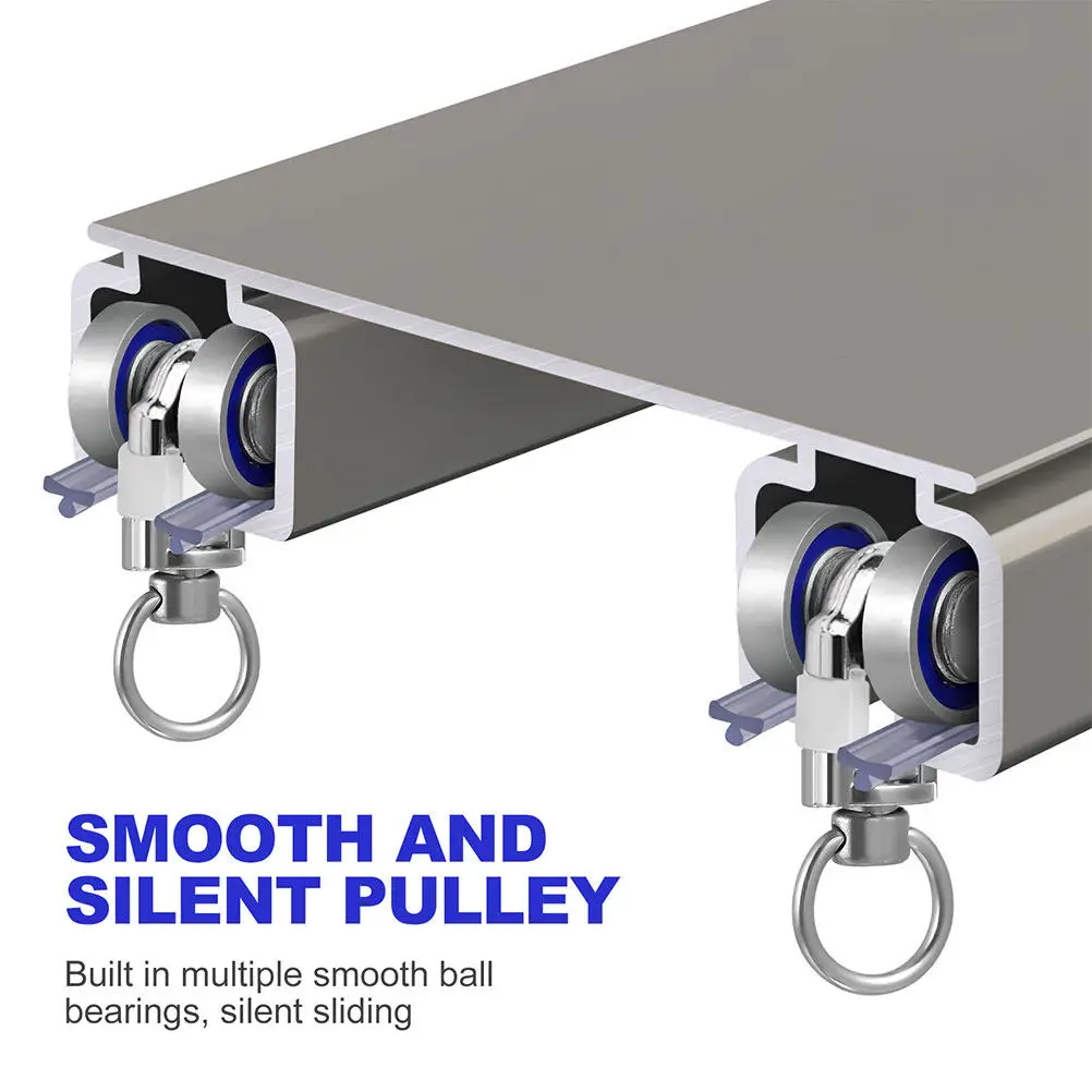 16Pcs Silent Curtain Track Rollers Metal Bearing Smooth Sliding Hooks Ceiling Drapery Rail Gliders Flexible Heavy Duty Curtain