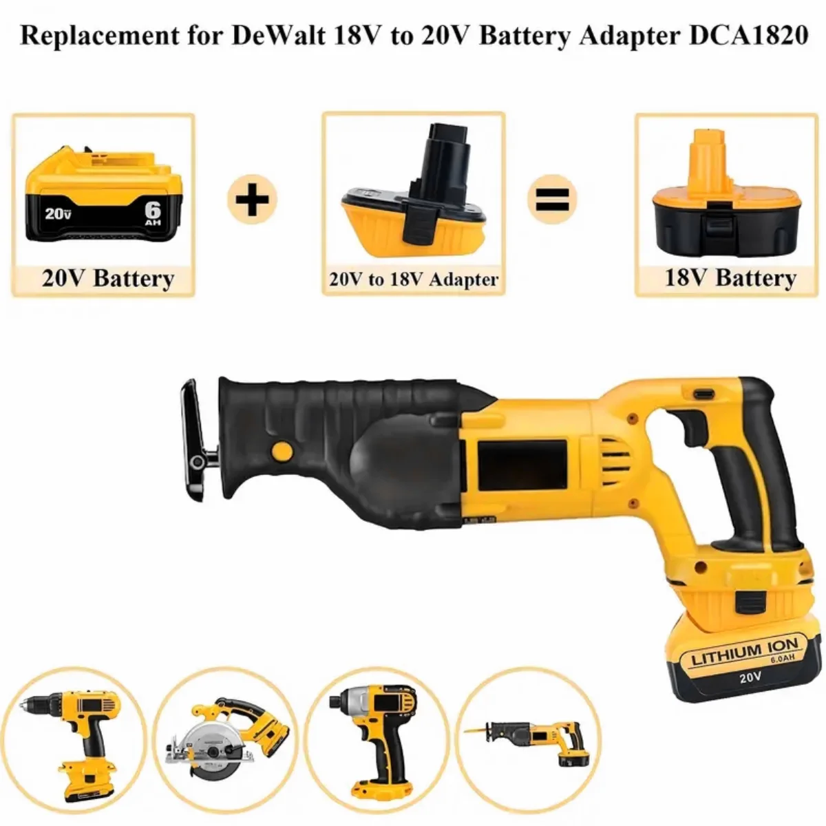 New Electric Drill Tool Lithium Battery Adapter for Dewalt DCA1820 18V/20V Multi-functional Nimh Battery Power Converter