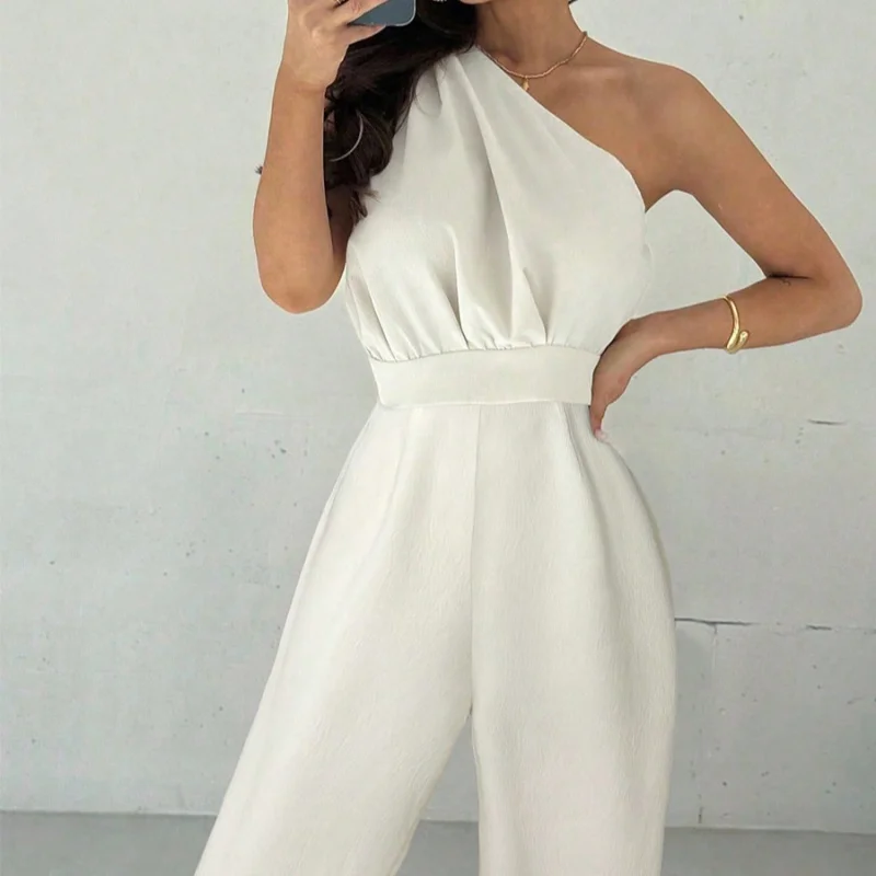 

Трансграничный европейский и американский модный стиль, комбинезон без рукавов на одно плечо, женские модные длинные брюки