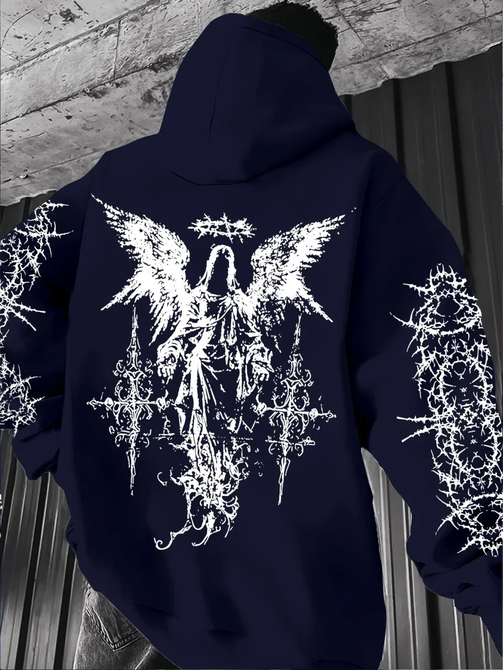 Hot selling autumn and winter men's Gothic angel print soft and