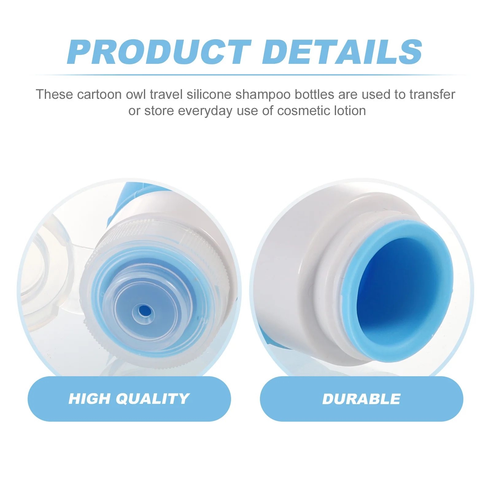 Juego de 2 Botellas de Silicona de 60 ml con Diseño de Búho, Portátiles, para Viajes, para Cosméticos, Gel de Ducha, Recargables, Antiderrames, Reutilizables