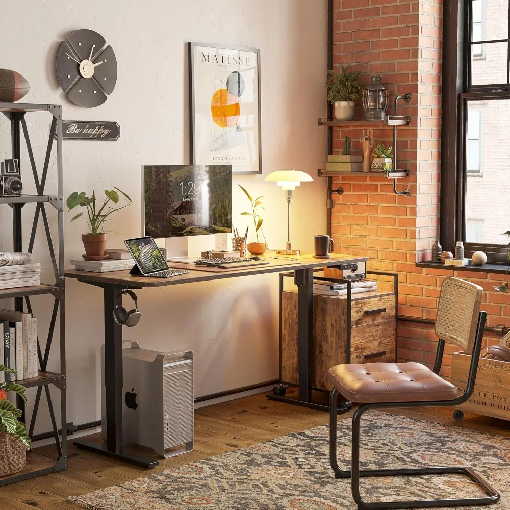 

One piece adjustable height vertical home office desk, 48x24 inch electric vertical computer desk