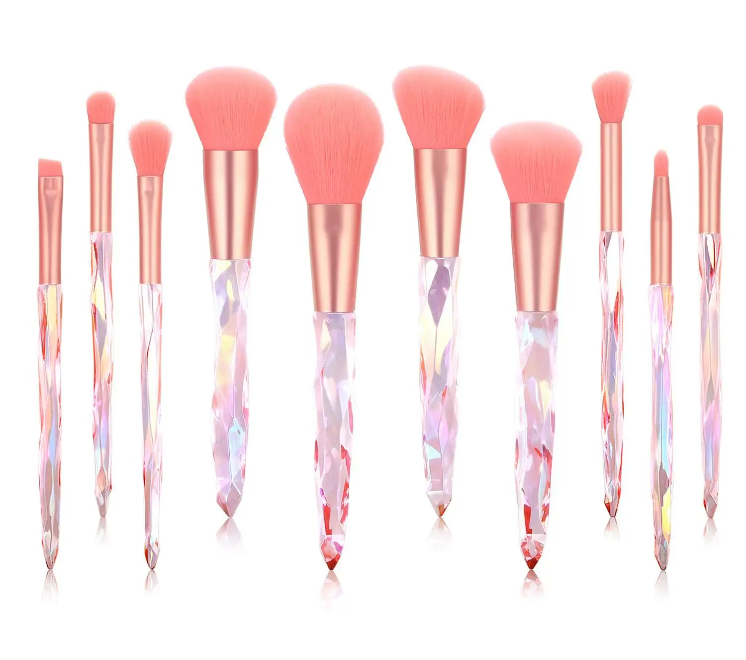 15-Piece Crystal Handle Makeup Brush Set, Professional Brushes Kit with Transparent Design for Full Face Cosmetics