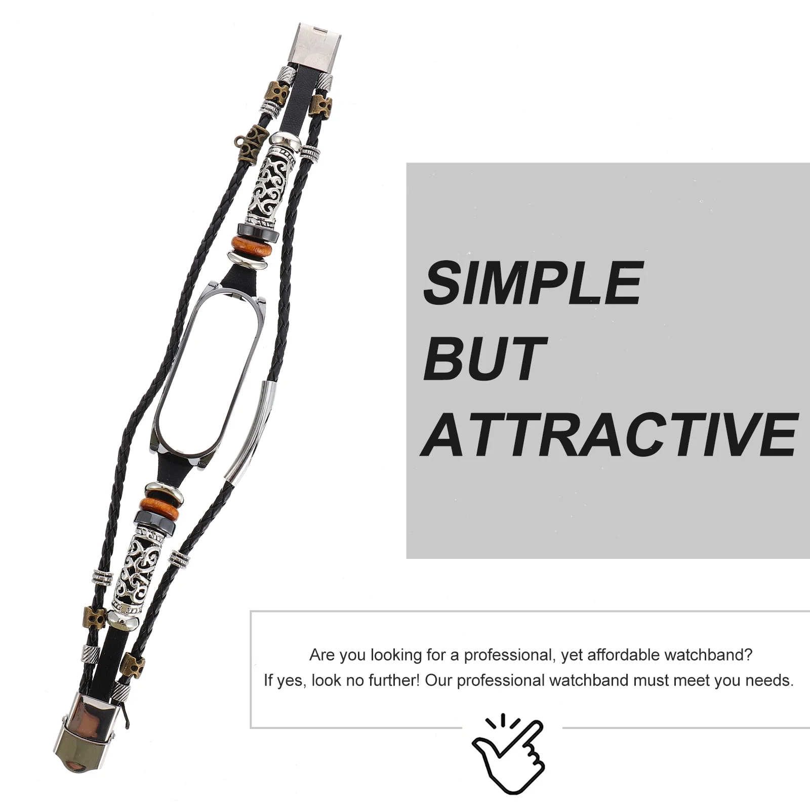 

5 NFC Wristband Vintage Ethnic DIY Adjustable Replacement Watch Band Strap Support Beads Position Change