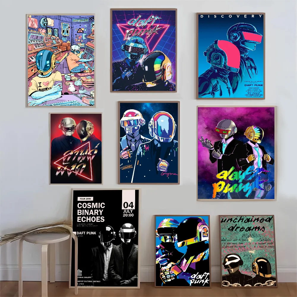 Around The World Daft Punk Anime Posters Sticky HD Quality Wall Art Retro Posters for Home Kawaii Room Decor