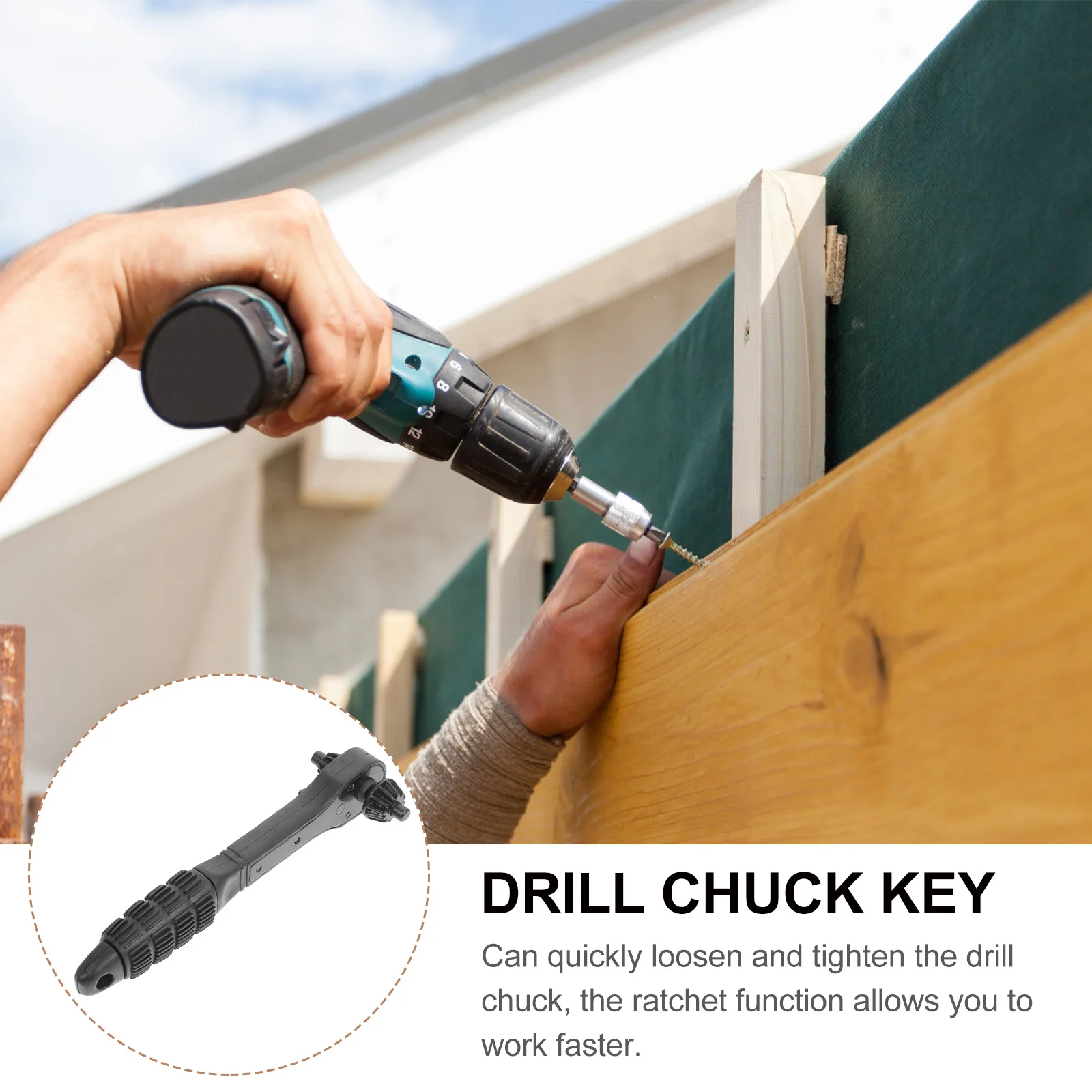 

Portable 2 in 1 Drill Chuck Wrench Ratchet Spanner Tool for Most Electric Drills Dual-Headed Hand Tool Comfortable Grip