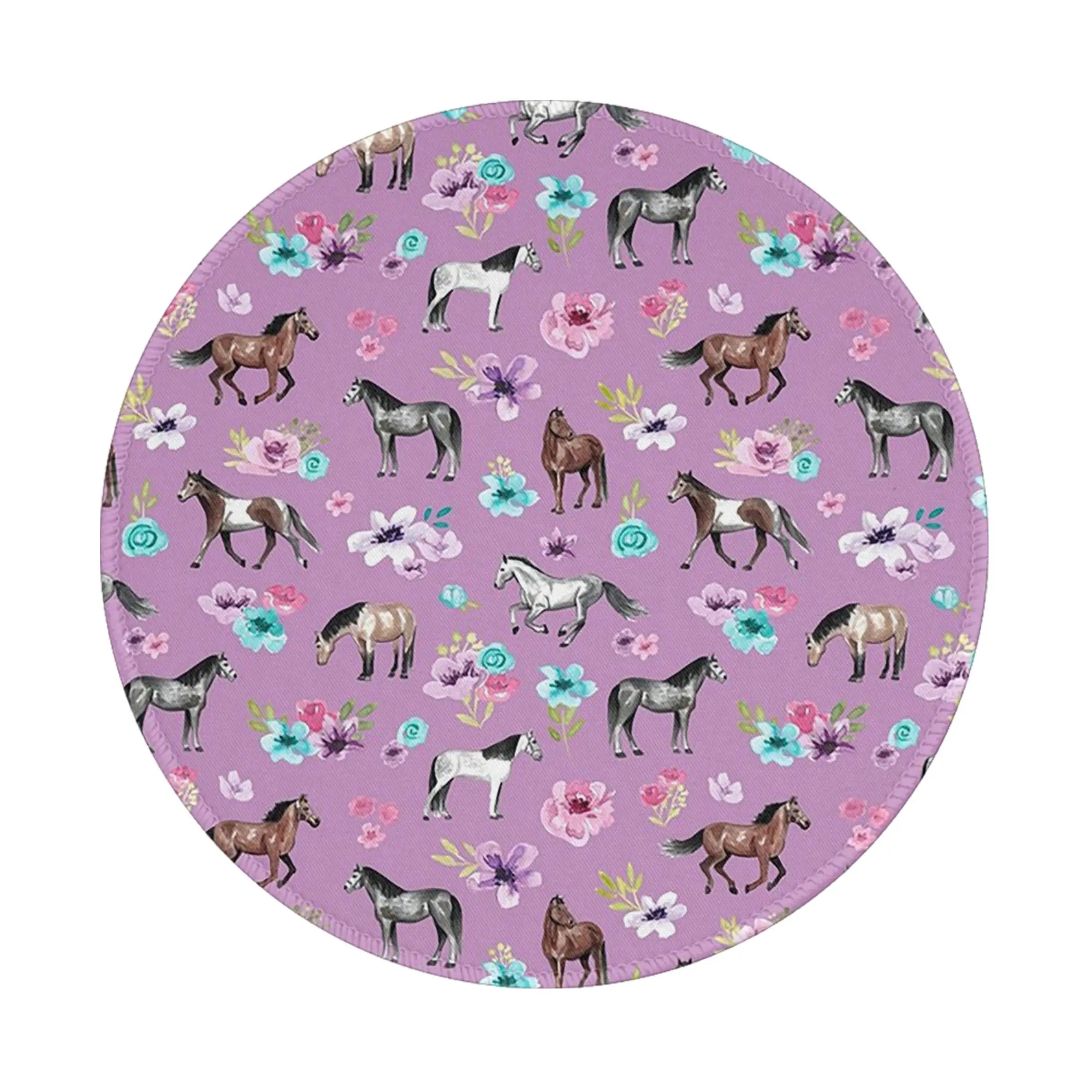 Horses and Flowers Light Purple, Pony Floral Mouse Pad Computer Keyboard Mouse Mat Gamer PC Laptop Desk Mat Office Table Mats
