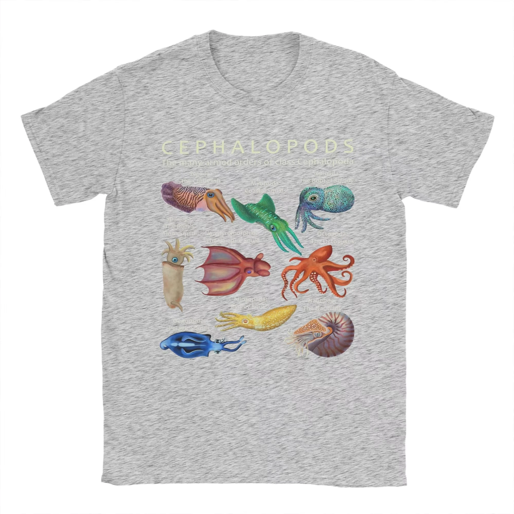 The Cephalopod- الأخطبوط الحبار الحبار و نوتيلوس تي شيرت للرجال القطن الخالص مذهلة تي شيرت الجولة الرقبة تيز القمم فكرة تيز