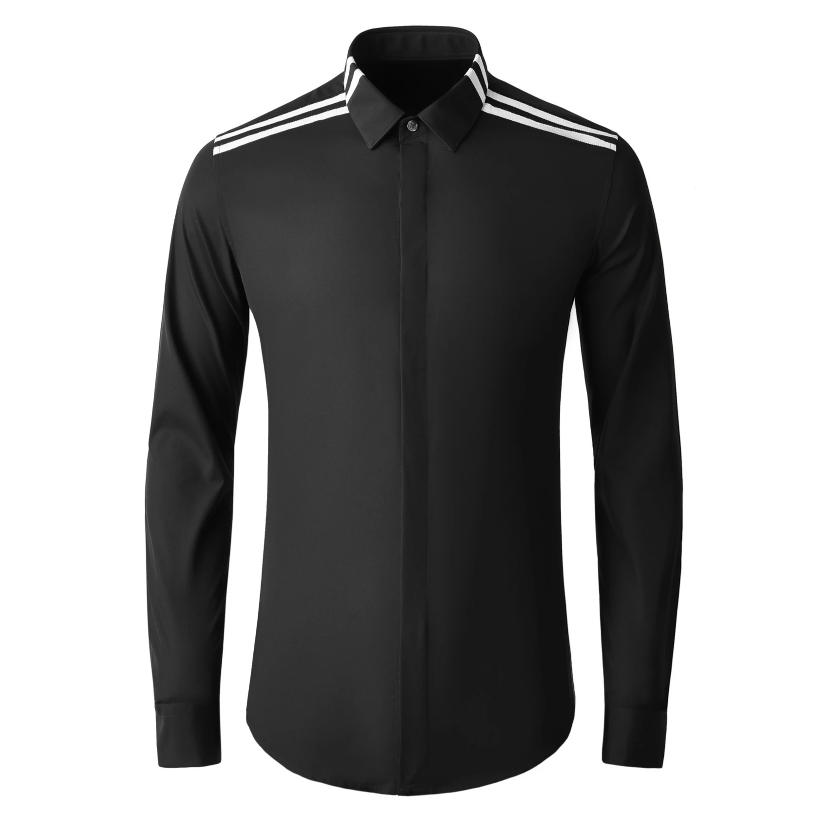 

Autumn Winter Double Shoulder Woven Men's Long Sleeved Shirt Simple Slim Fit Casual Shirt Business Dress Shirts Men's Clothing