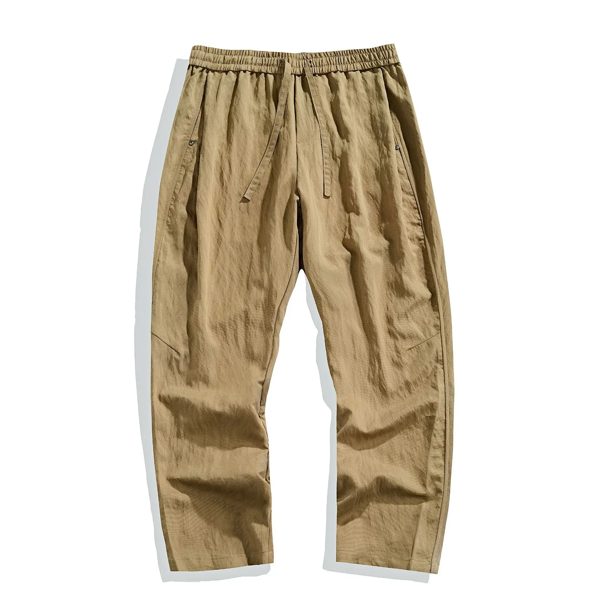 

Новые летние брюки для мужчин в японском стиле, повседневные мужские брюки, однотонные брюки с эластичной резинкой на талии, прямые брюки с микроэластичной тканью.