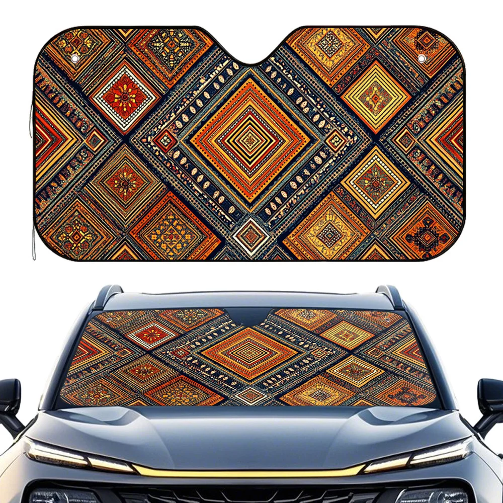 1pc A Vibrant Geometric Diamond Car Sunshade, Perfect For Every Kind Of Driver, Enhances The Driving Experience By Minimizing Su