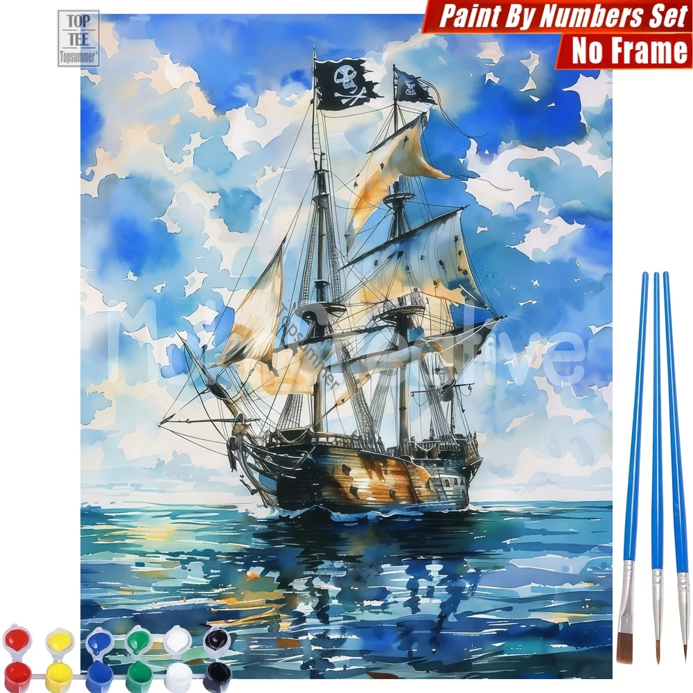 

Набор для рисования по номерам «Пиратский корабль» - Приключенческий набор с черными черепами для домашнего творчества, рождественский подарок для жены