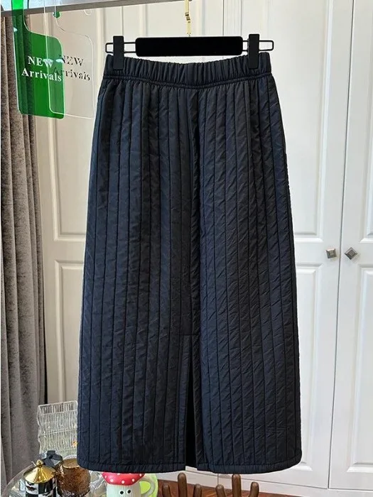 بالإضافة إلى حجم ألف خط تنورة المرأة Thiened القطن f تنورة ربيع الخريف الشتاء التخسيس الدافئة با سبليت تخفيف Sle الكورية... #2