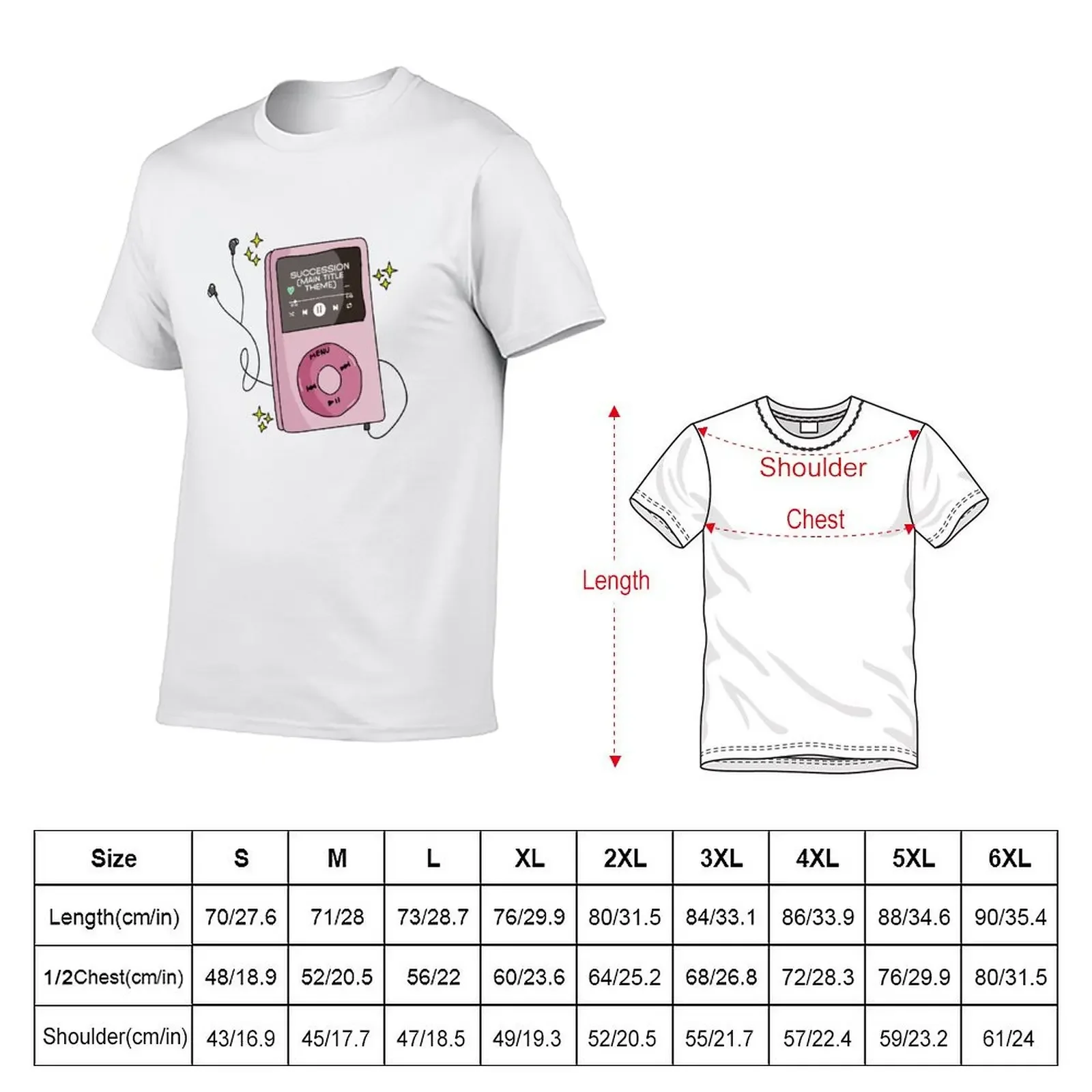 mp3 player playing main theme from success ion T-shirt summer clothes Short sleeve tee funnys mens cotton t shirts