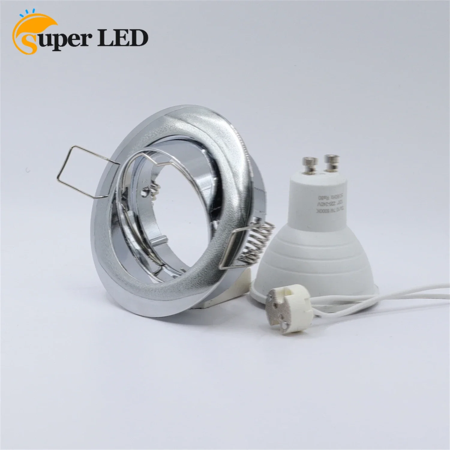 LED Recessed Light Frame Cut Hole 70mm GU10 Chrome Spotlight Mounting