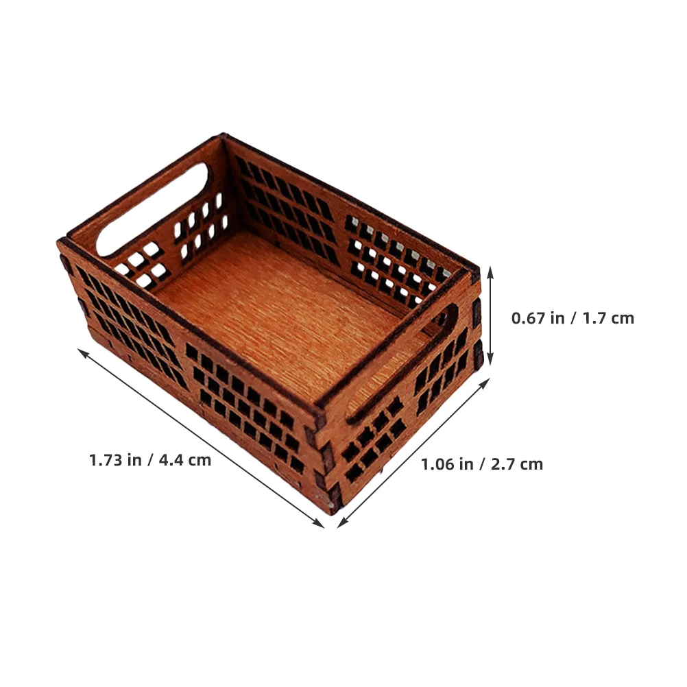 2 Pcs Decorations House Storage Box Micro Scene Baskets Wood Mini Miniatures