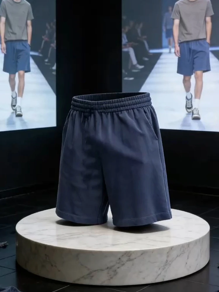Light Blue American Sports Shorts Men Summer Thin Running Training Fitness Loose Casual Five-Quarter Workout Pants