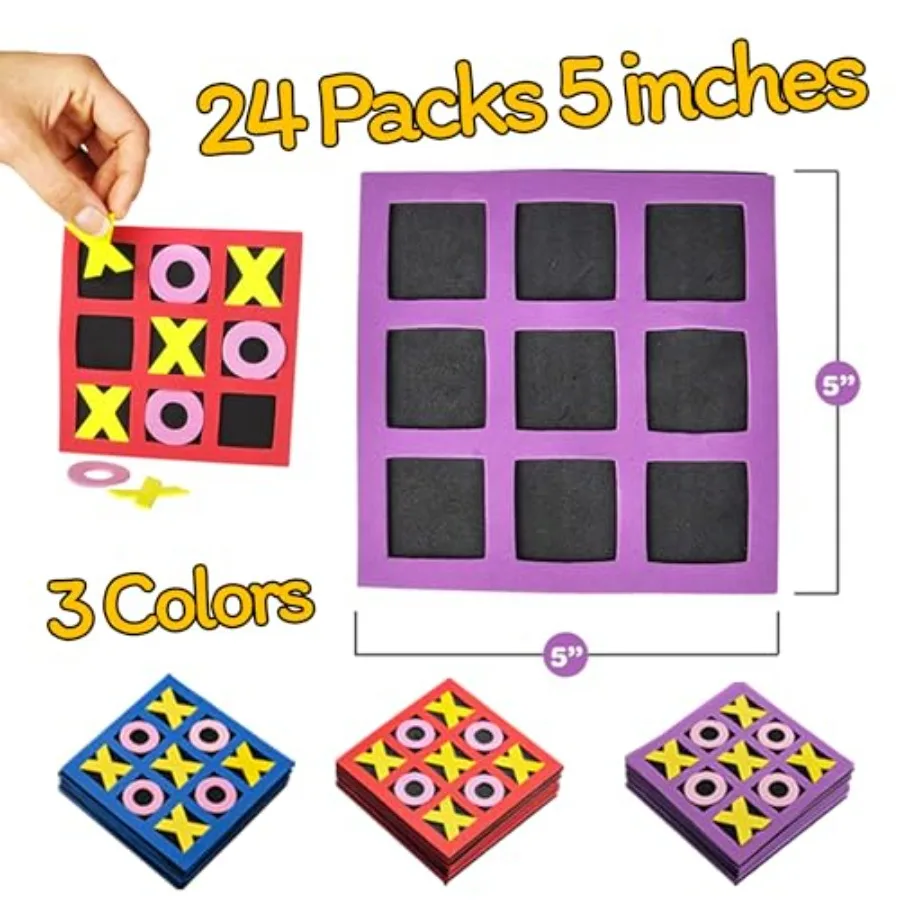 Tic Tac Toe Game Pack of 24 5"x5" Foam Tic-Tac-Toe Mini Board Game - Bulk Toys for,Birthday Party Favors, Birthday Goody Bag St view 4
