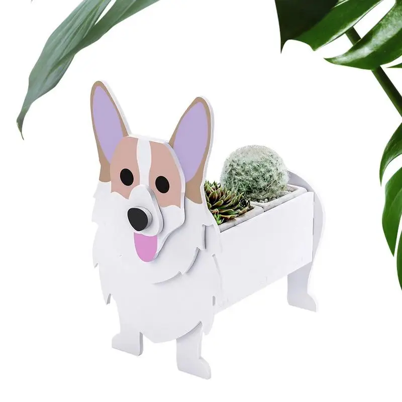 Garden Flower Pot Dog Shape Planter Cow Corgi Labrador Golden Retriever Pots DIY PVC Flower Planters Garden Home Decor