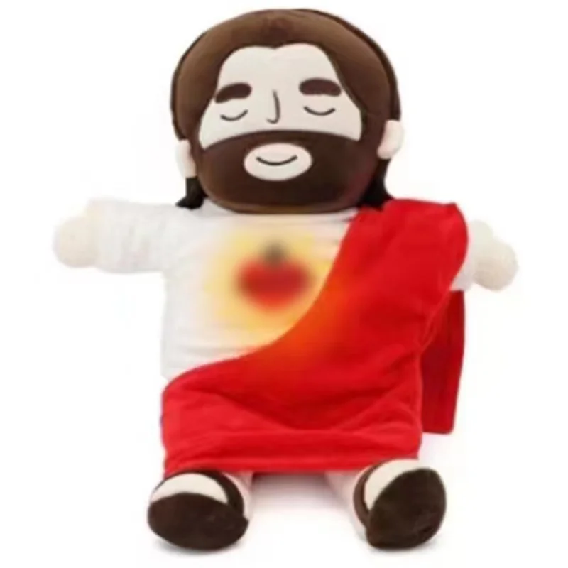 

Breathing Plush Toy Soothing Jesus Doll Soothing Placation Toys Soft Respirable Jesus Plushies Comforting Jesus Heart Toy