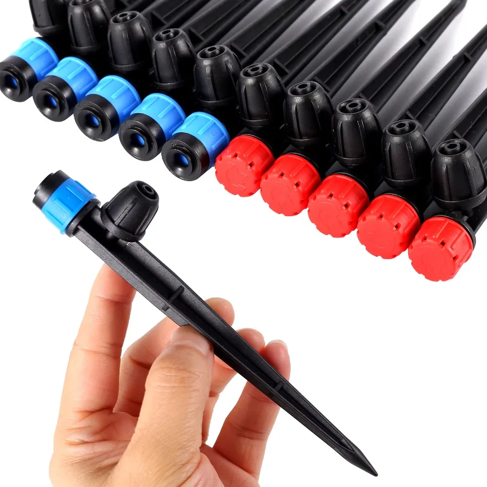 20pcs Garden Irrigation System Watering Spike Sprinkler 8 Hole Connect 1/4 Hose 360° Scattering Sprinkler Plastic Nozzle Locked