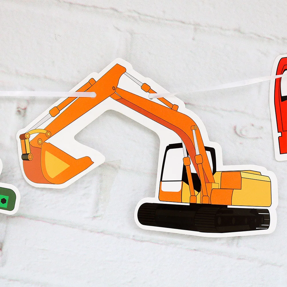 Seven Car Excavator Truck Garland Paper Birthday Banner for Birthday Party Decoration truck banner birthday party supplies