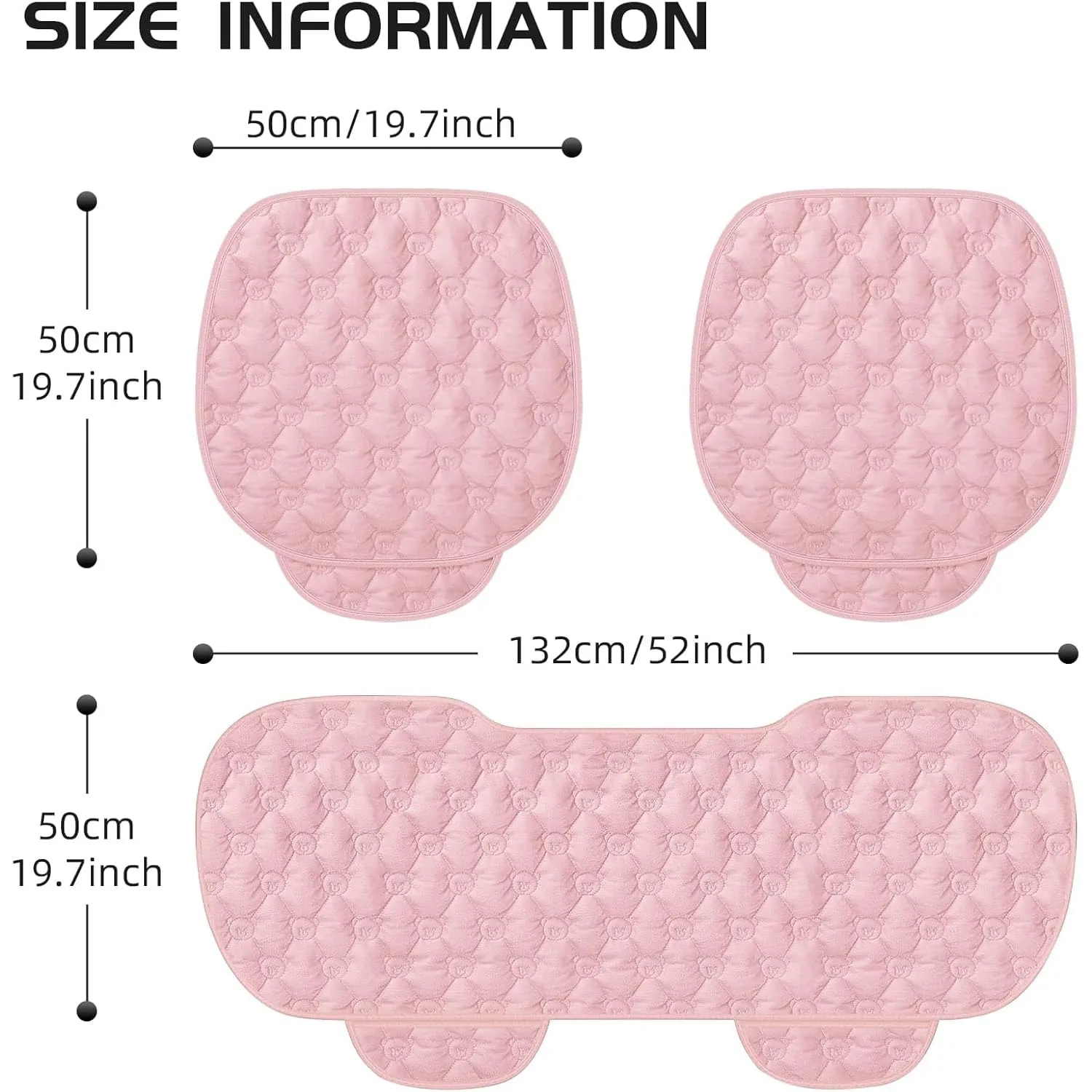 2PCs Car Seat Cushion Winter Plush Tie-free Non-slip Warm Monolithic Seat Cushion Car Interior Accessories Pink