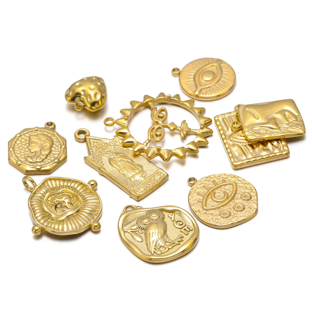 5pcs/Lot Stainless Steel Sun Heart Virgin Maria Eye Charms Pendant For DIY Necklace Bracelet Earrings Jewelry Accessories - Image 4