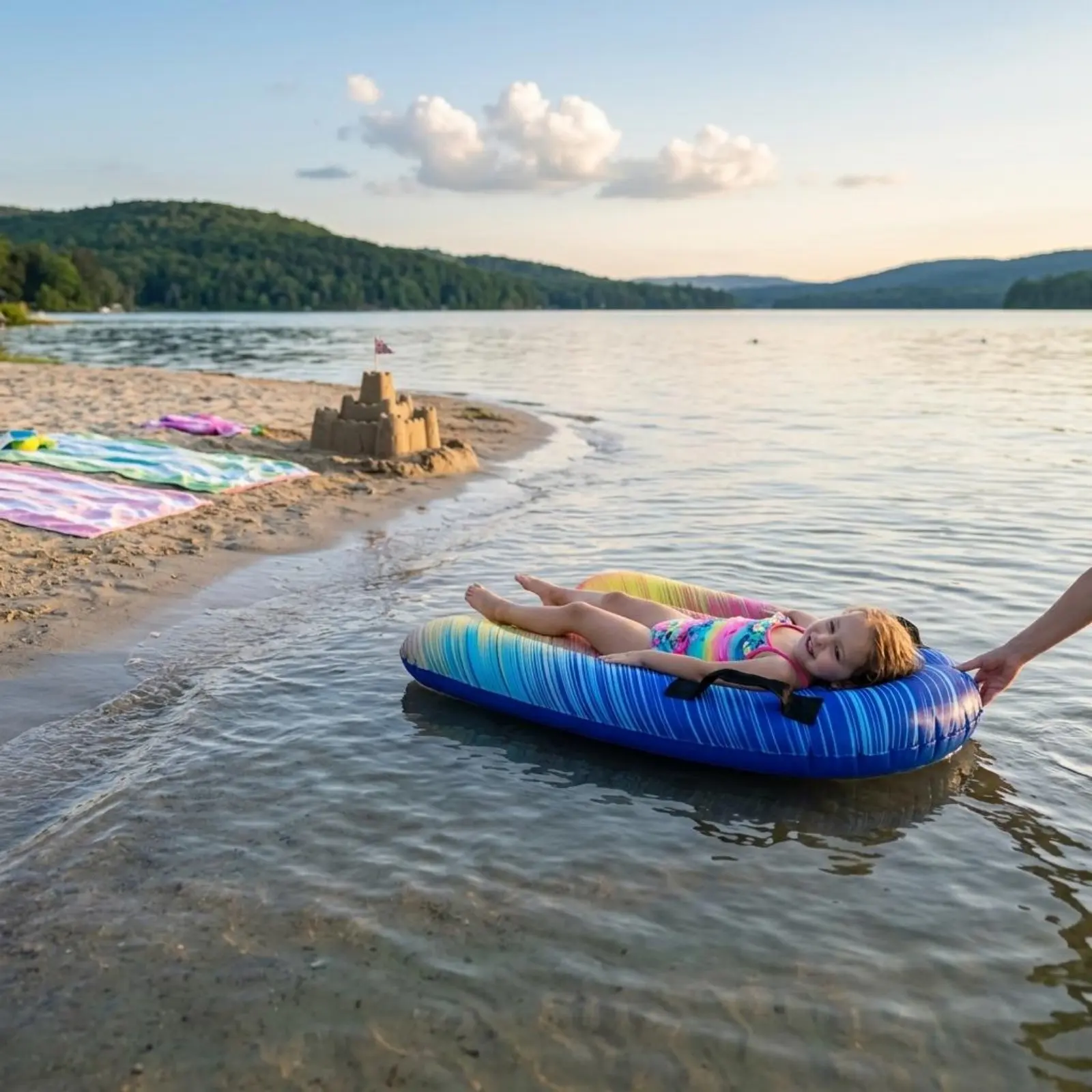 Kids Inflatable Surfboard Thickened Inflatable Pool Ride Mat Floating Ride Mat Safety Design Water Sports Gear Portable
