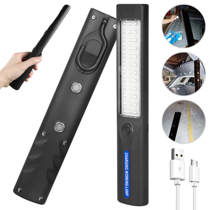 LED  Flashlight Work Light USB Rechargeable Magnetic Emergency Work Lamp Hanging Car Inspection Repair Handheld Camping Lantern