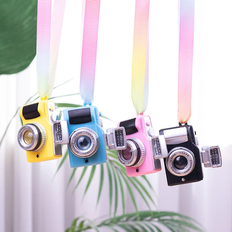 Doll Camera Mini Strap SLR Digital Camera Model W/Shutter Flash Dolls Dress Up Toy Dollhouse Scene Decorations Pretend Play Toy