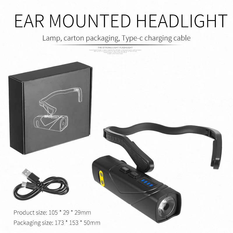 Dual Light Source Portable Induction Headlight Usb Charging Outdoor Night Fishing And Running Hanging Ear Mounted Led Headlight