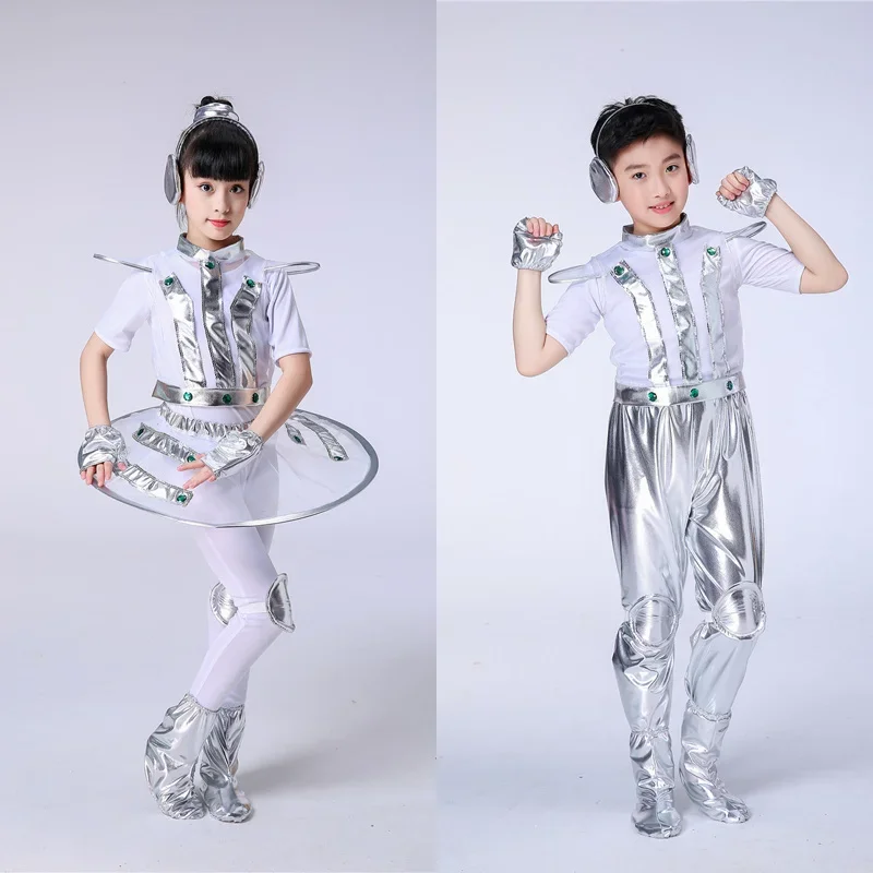 Children Robot Spacemen Cosplay Costume Boys Girls Anime Stage Cartoon Spacesuit Kindergarten Astronaut Role Playing Outfit