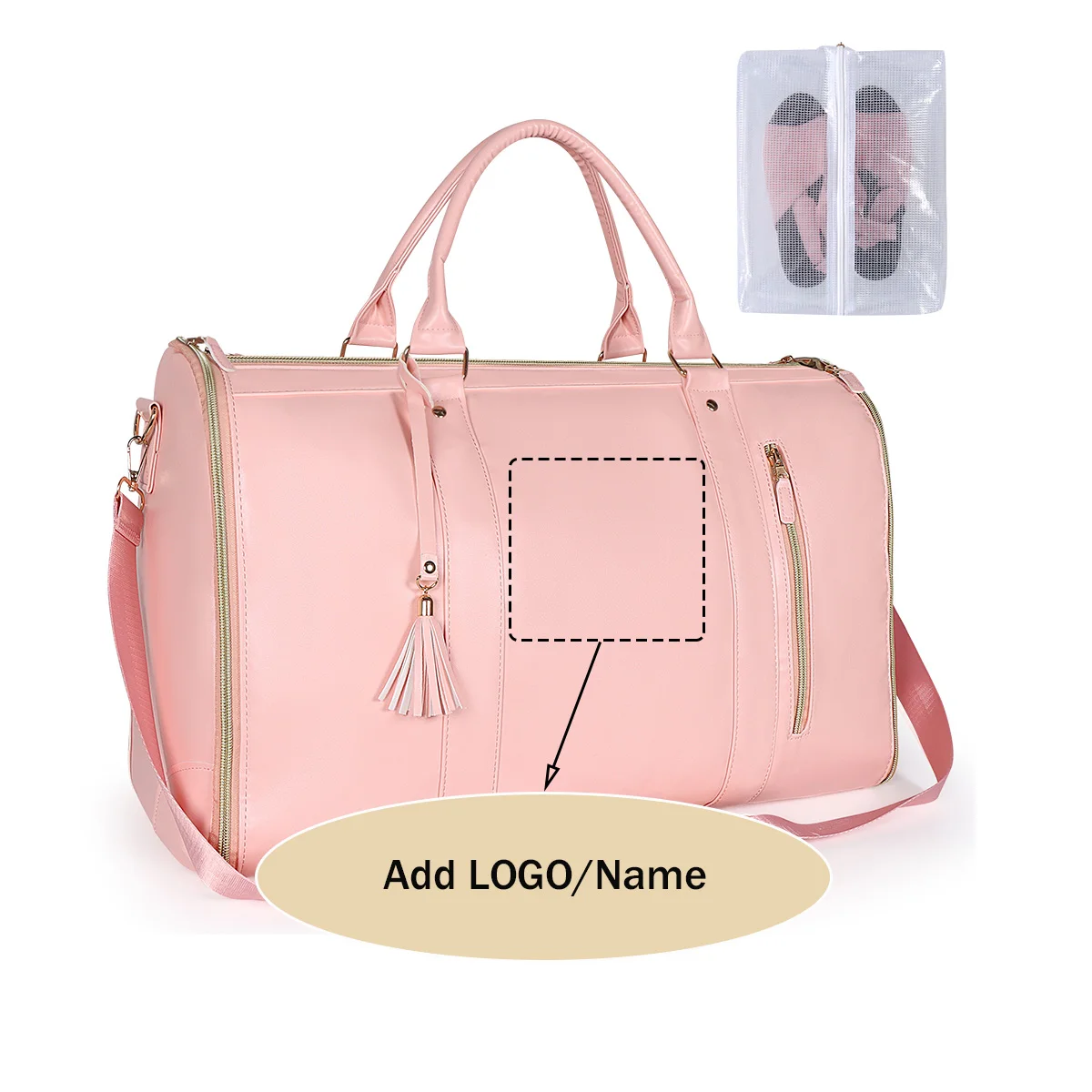 Custom Large Capacity Foldable Travel Bag PU Leather Waterproof Stain Resistant Carry-on Suit Storage Duffel Bag Outdoor Bag