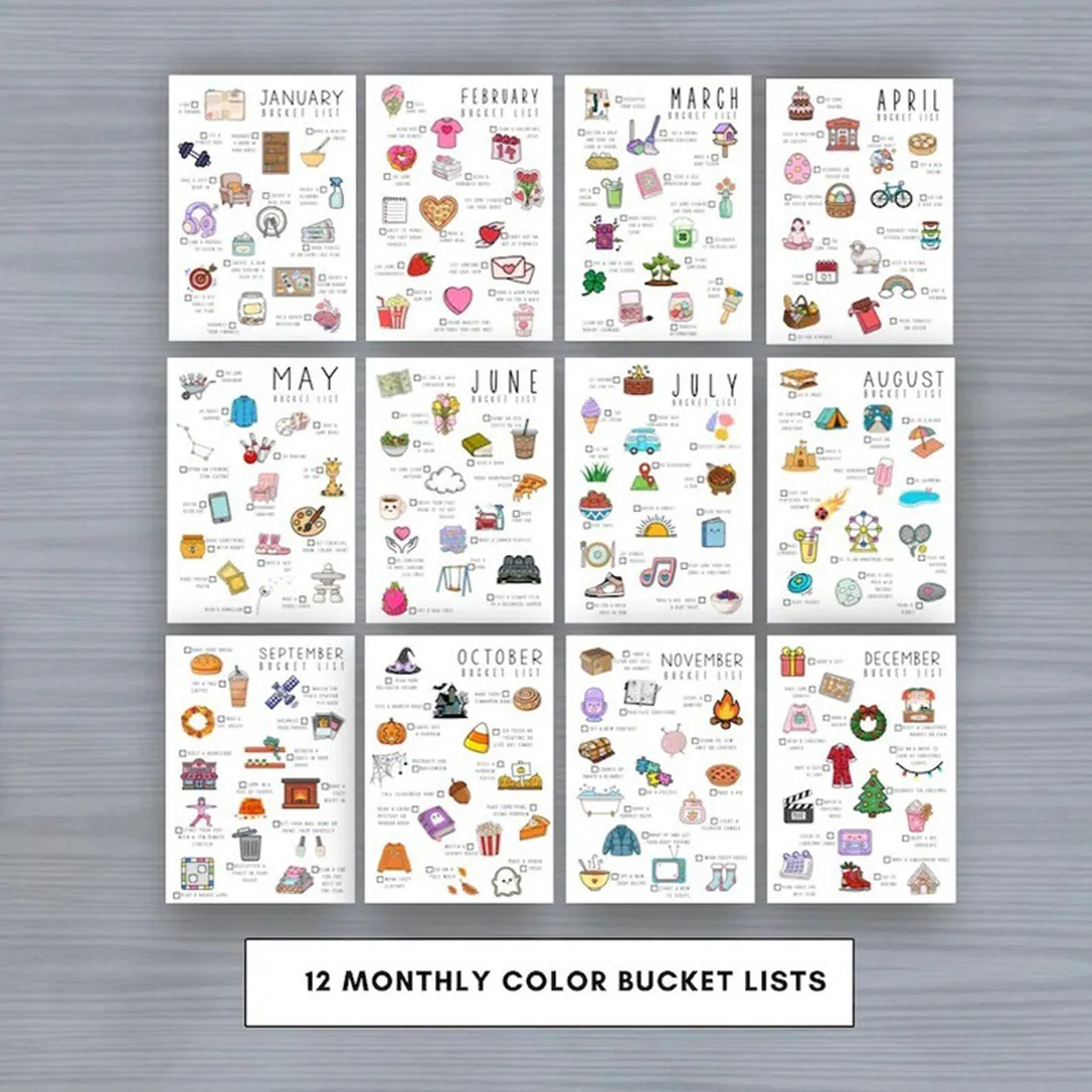 Office Planning Desk Calendar Watercolor Annual Goal Planner 2027 Coil Binding Wish List Organizer for Home Study Room Use