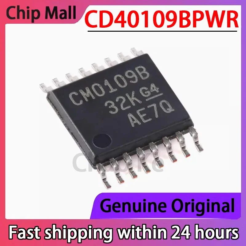 10PCS  CD40109BPWR Patch TSSOP-16 Four Channel Low Voltage To High Voltage Level Converter