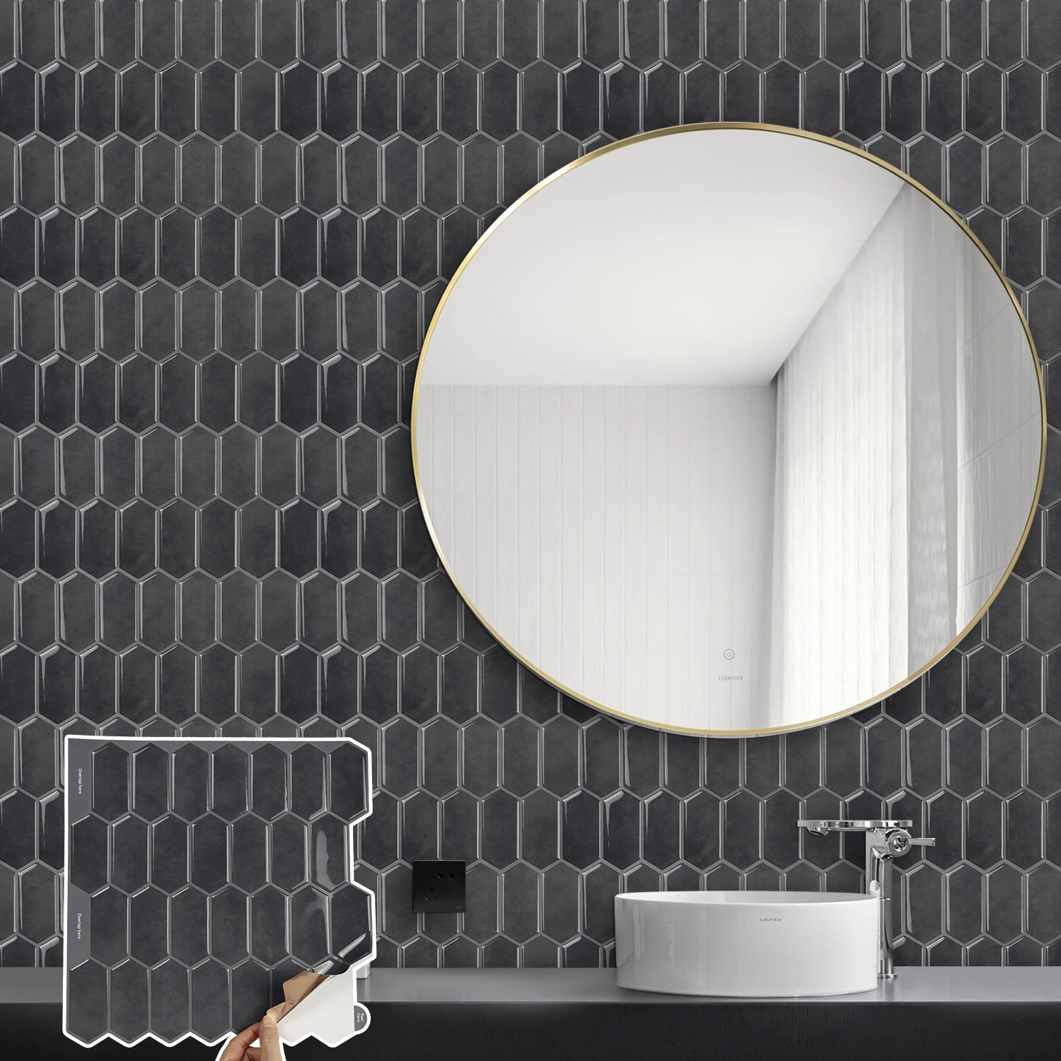 Vividtiles 10 Sheets Peel and Stick Vinyl Wallpaper 3D Imitation Brick Self-adhesive Wall Tike Sticker for Indoor Decoration