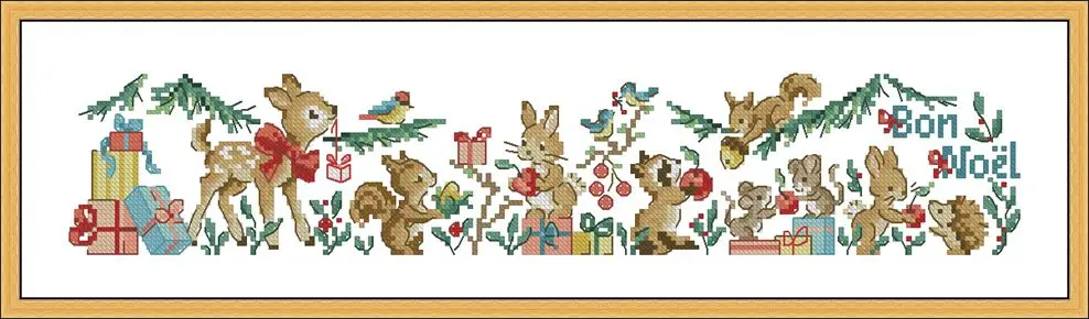 LBP - Christmas Small Animals 48-17 Handmade Needlework Embroidery DIY DMC Cross Stitch Kits Crafts 14CT Unprinted