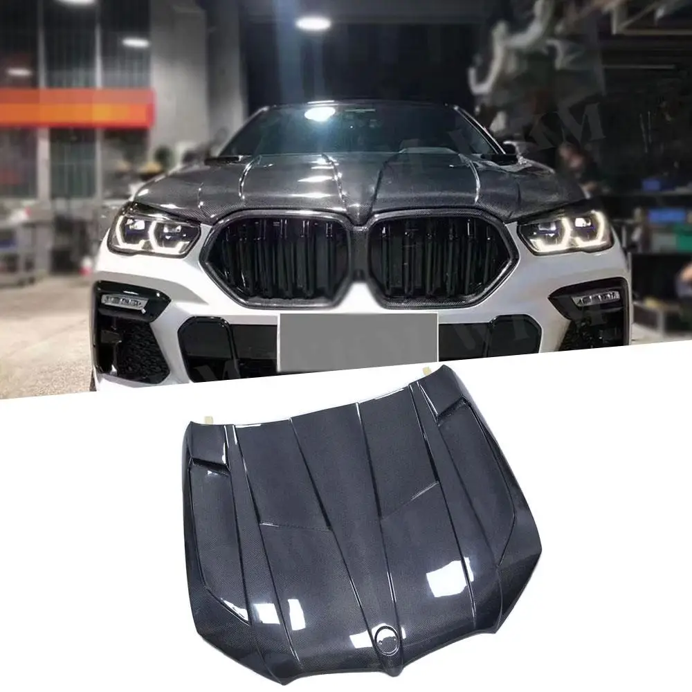 

Крышка двигателя из углеродного волокна, капот двигателя для BMW X6 G06 2020+, передняя крышка клапана двигателя, капот, комплект автозапчастей