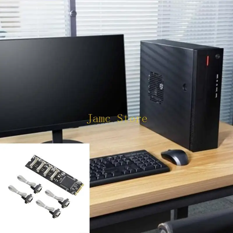 LX0B M.2 M+B to 4 RS232 Serial Adapter Card M.2 B+M Expansion Card Industrial