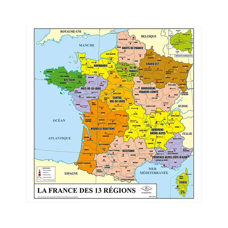 150*150cm The France Political Map In French Wall Poster and print Non-woven Canvas Painting Classroom Supplies Home Decor