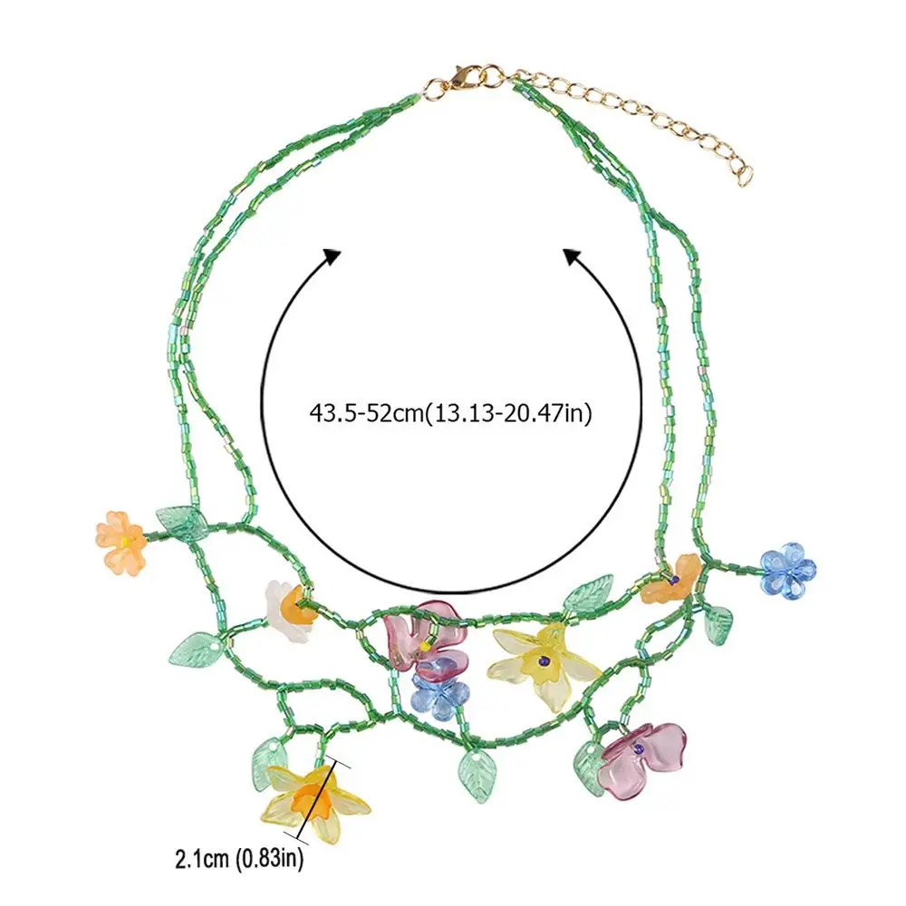 Minority Design Resin Flower Necklace Handmade Korean Style Beaded Dangle Earring Jewelry Accessories Tassel Asymmetric Earrings