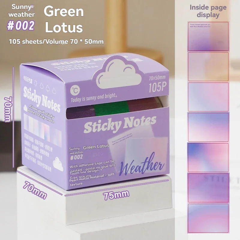 105-Piece Cartoon-Themed Transparent Sticky Notes, Adorable Pull-out Memo Paper, Kawaii Fashion Stationery Stickers Gifts