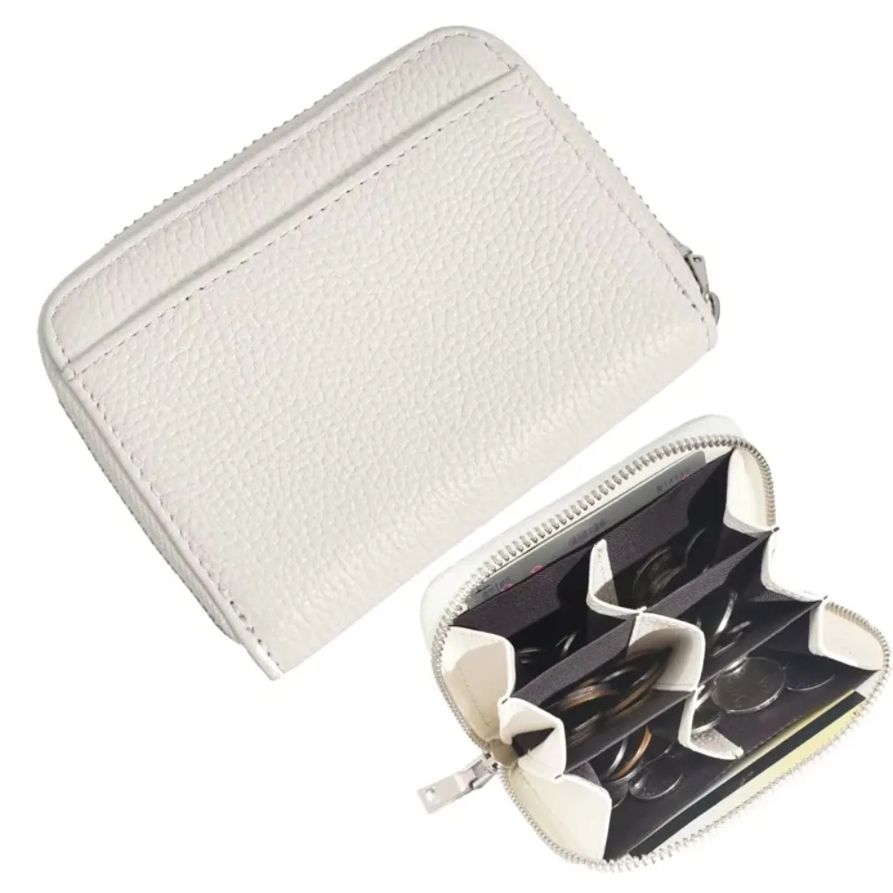 

RFID Blocking Women's Card Bag Genuine Leather Luxury Woman Short Wallet Large Capacity Soild Color Card Case