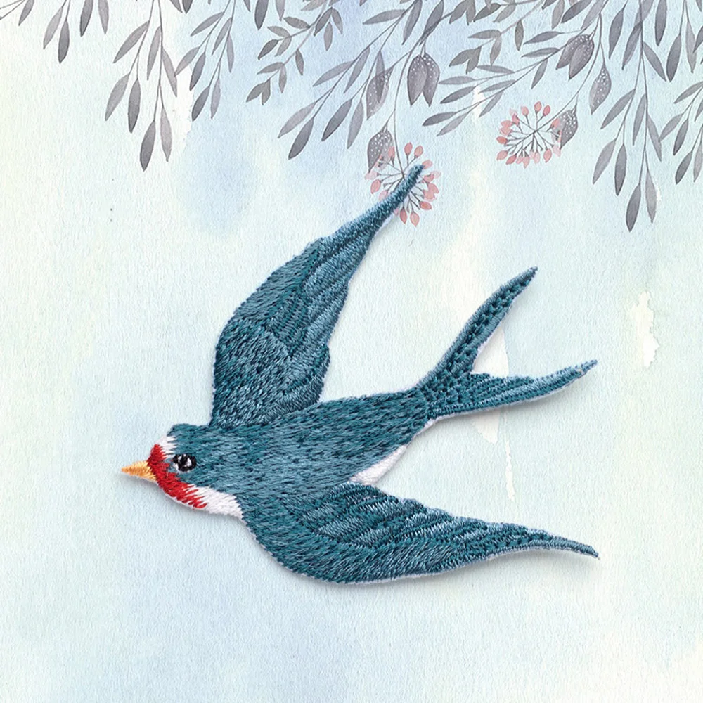 1 Piece Iron On Spring Swallow Embroidery Clothes Patch Applique DIY Decoration Accessories Sticker